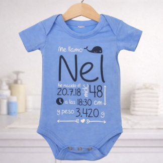 Body bebé con datos de nacimiento