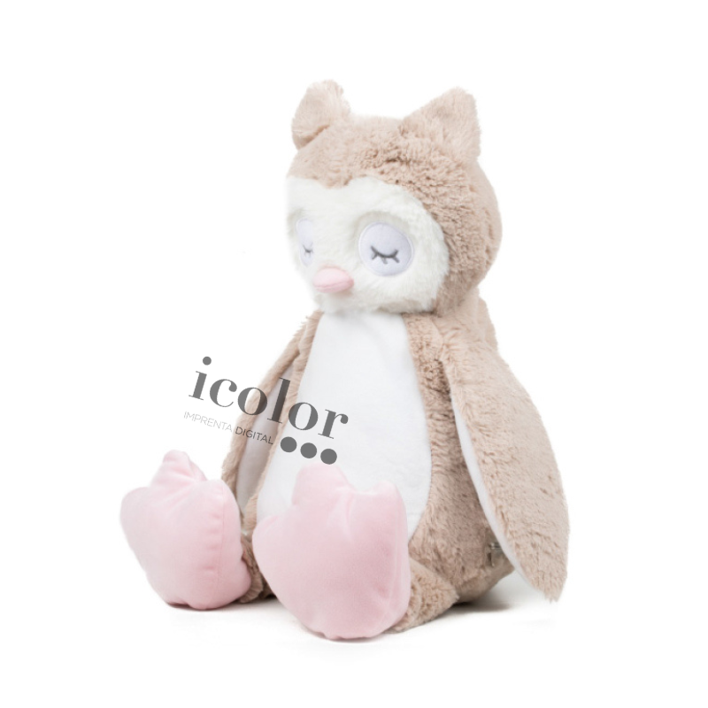 Peluche de buho con datos de nacimiento