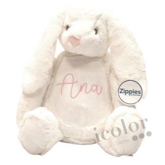 Peluche de conejo blanco con nombre