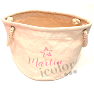 saco para juguetes de loneta con nombre