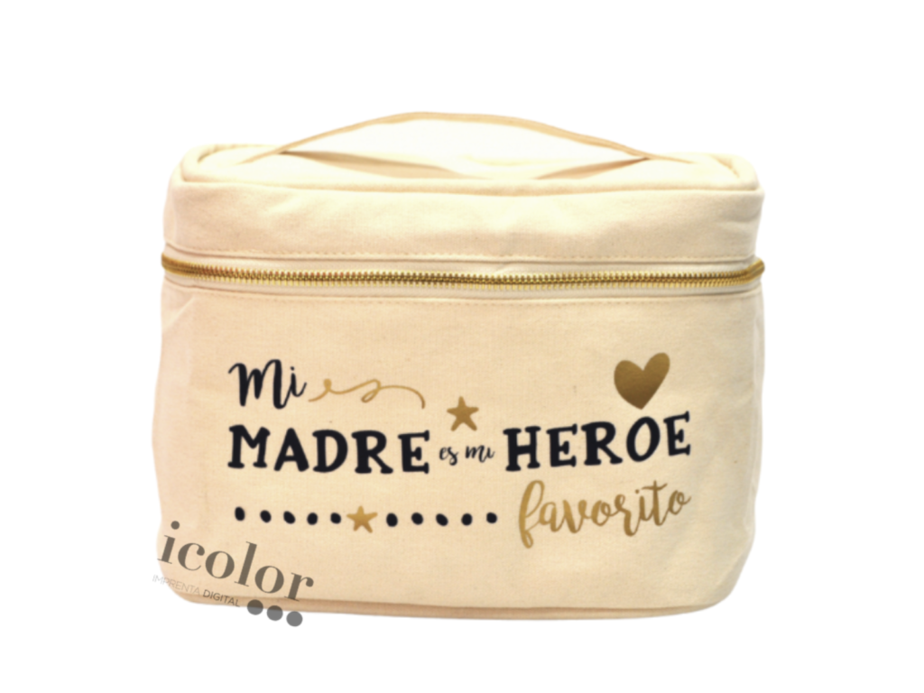 Neceser mediano de algodón orgánico mi madre en mi héroe