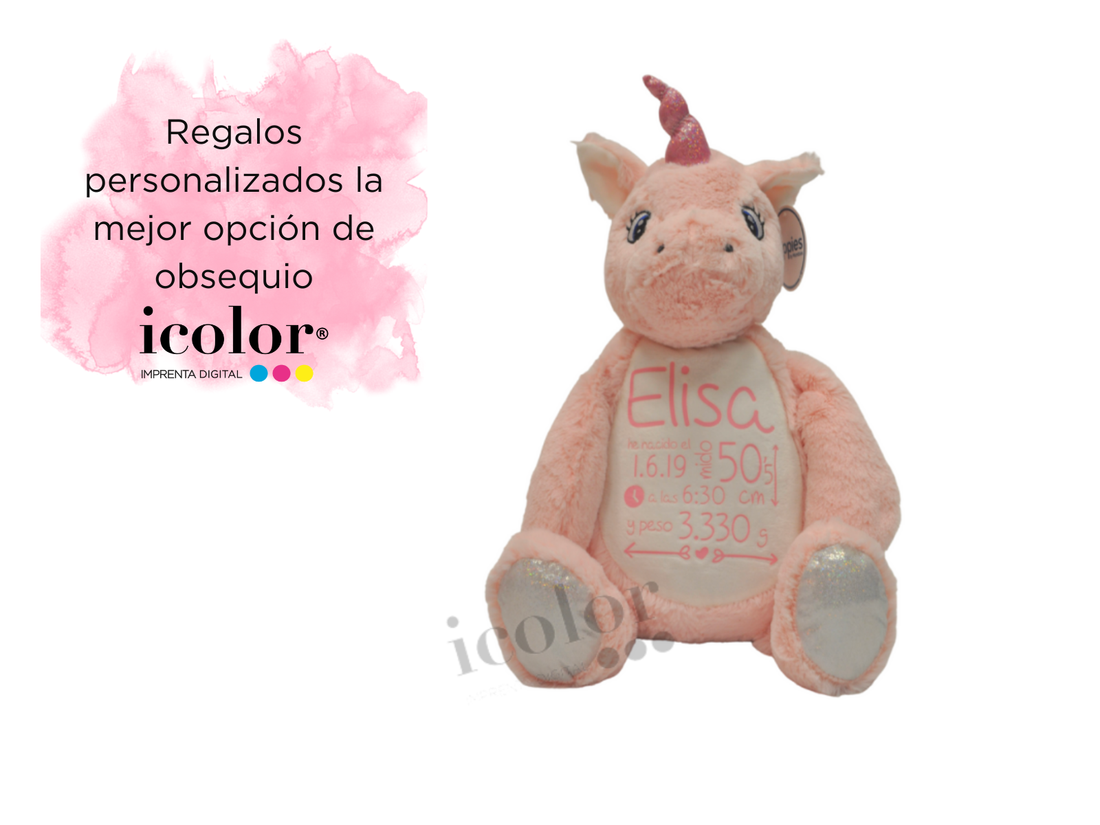 Peluche de nacimiento con datos del bebé