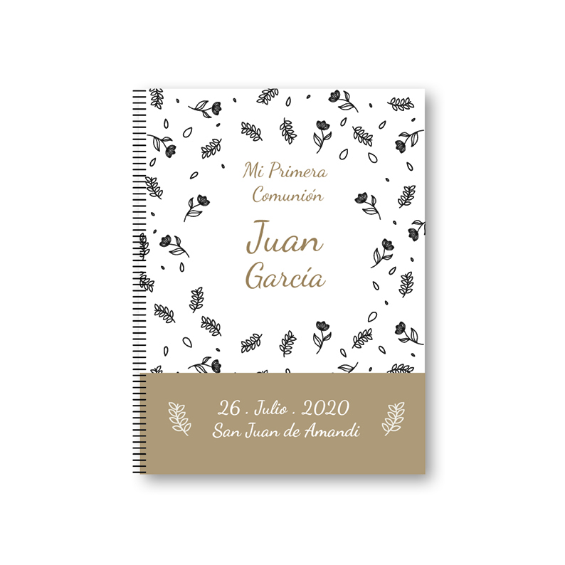 Libreta comunión flores con hoja