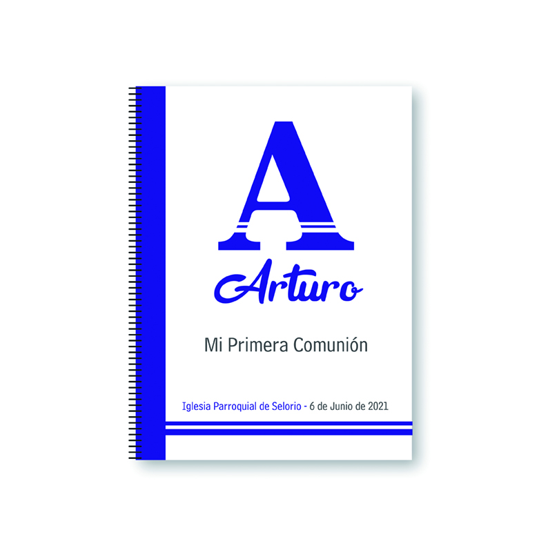 Libreta comunión iniciales raya