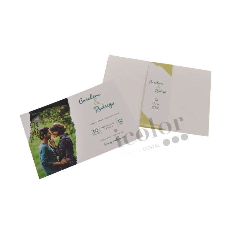 Invitación de boda foto con faja