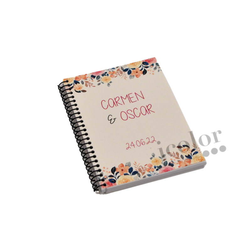 libreta detalle para boda flores