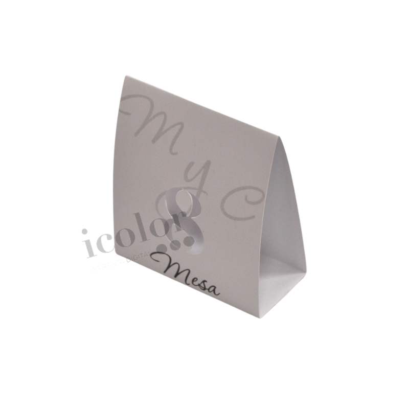 Marcador de mesa en papel iridiscente