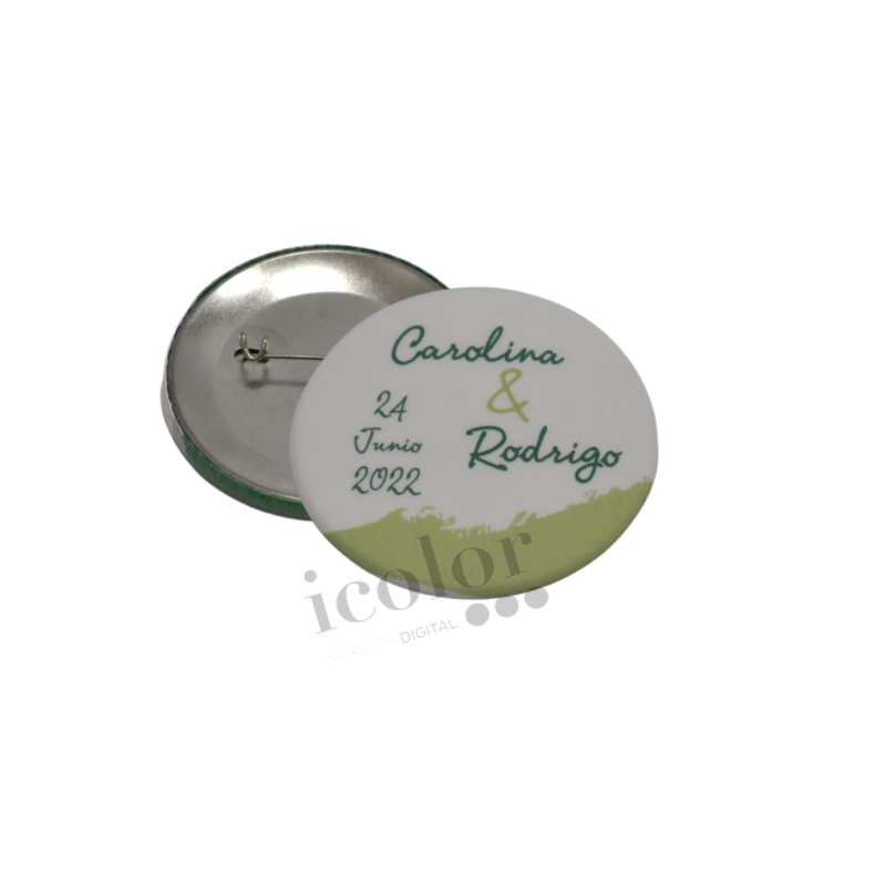 Chapa de alfiler para boda personalizada