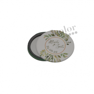 Espejo personalizado para detalle de boda con estampado hojas