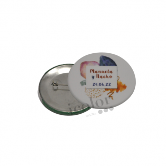 Chapa para detalle de boda acuarela