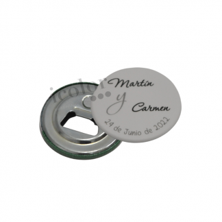 Abre botella para detalle de boda iridiscente