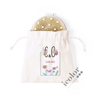 Cepillo exfoliante para detalle de boda con iniciales