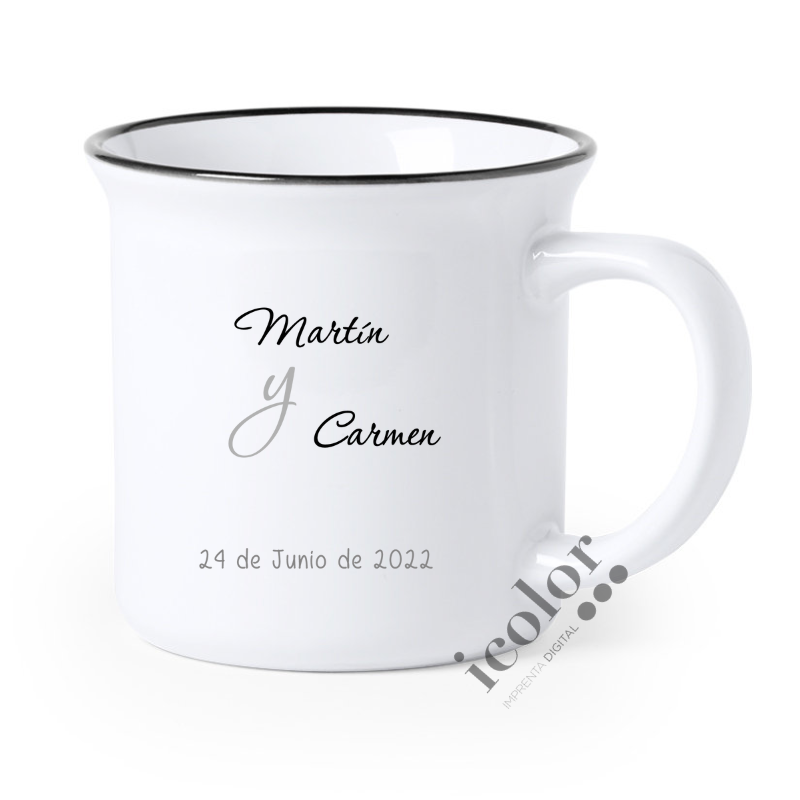 Taza para detalle de boda con nombres