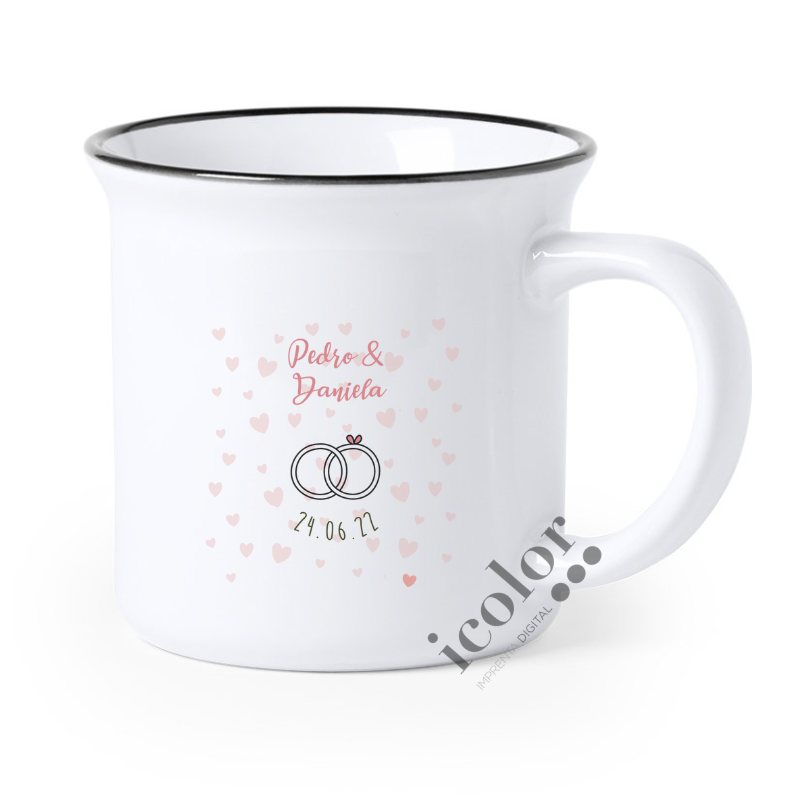 Taza para detalle de boda con estilo moderno